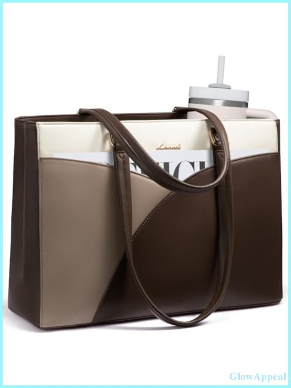 Waterproof PU Leather 15.6" Laptop Tote Bag Shoulder Crossbody